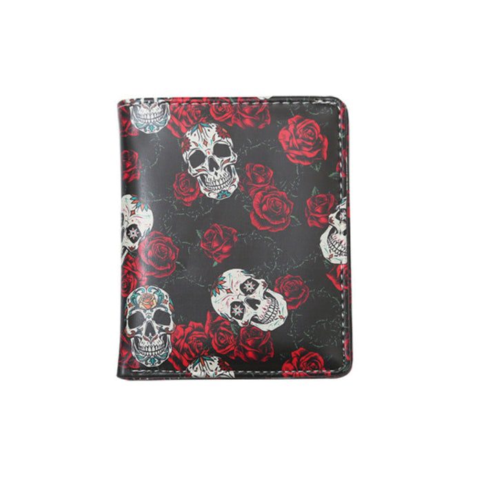 Goth Skull Roses Wallet Womens