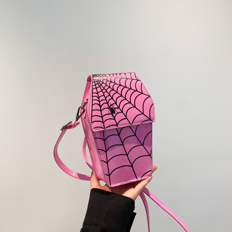 pink Gothic Spider Bag Crossbody with Spider Web