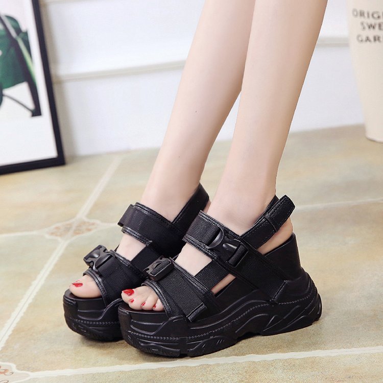 Goth Sport Sandals High Heel Wedge Platforms