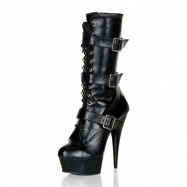 Goth Stiletto Boots Ultra High Heel 6 Inches