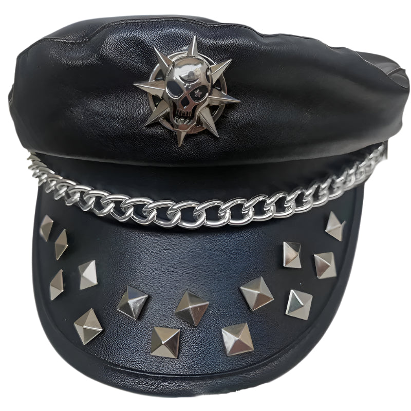Goth Studded Cap Vegan Leather
