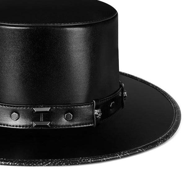 black Goth Sun Hat Vegan Leather womens