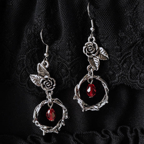 Gothic Thorn Rose Long Earrings for Women