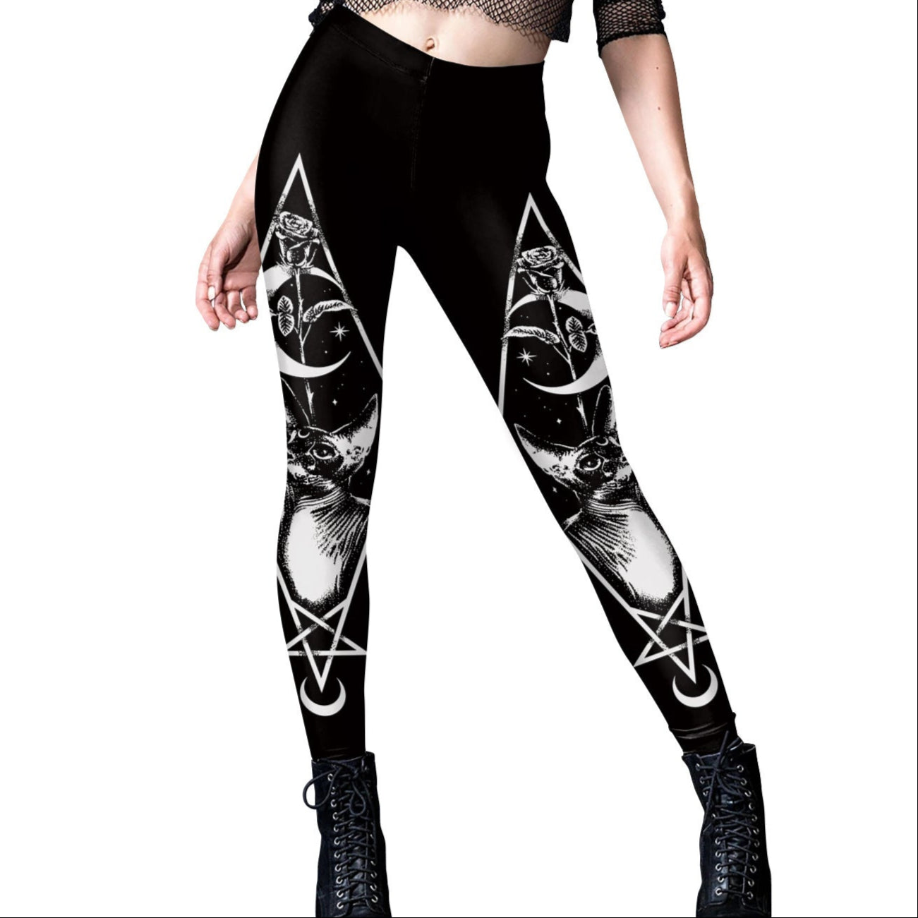 Goth Yoga Pants with Gothic Print