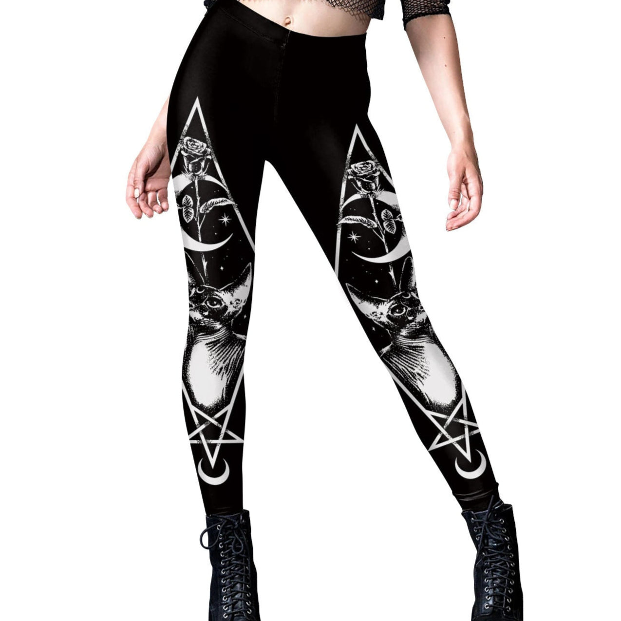 Goth Yoga Pants with Gothic Print