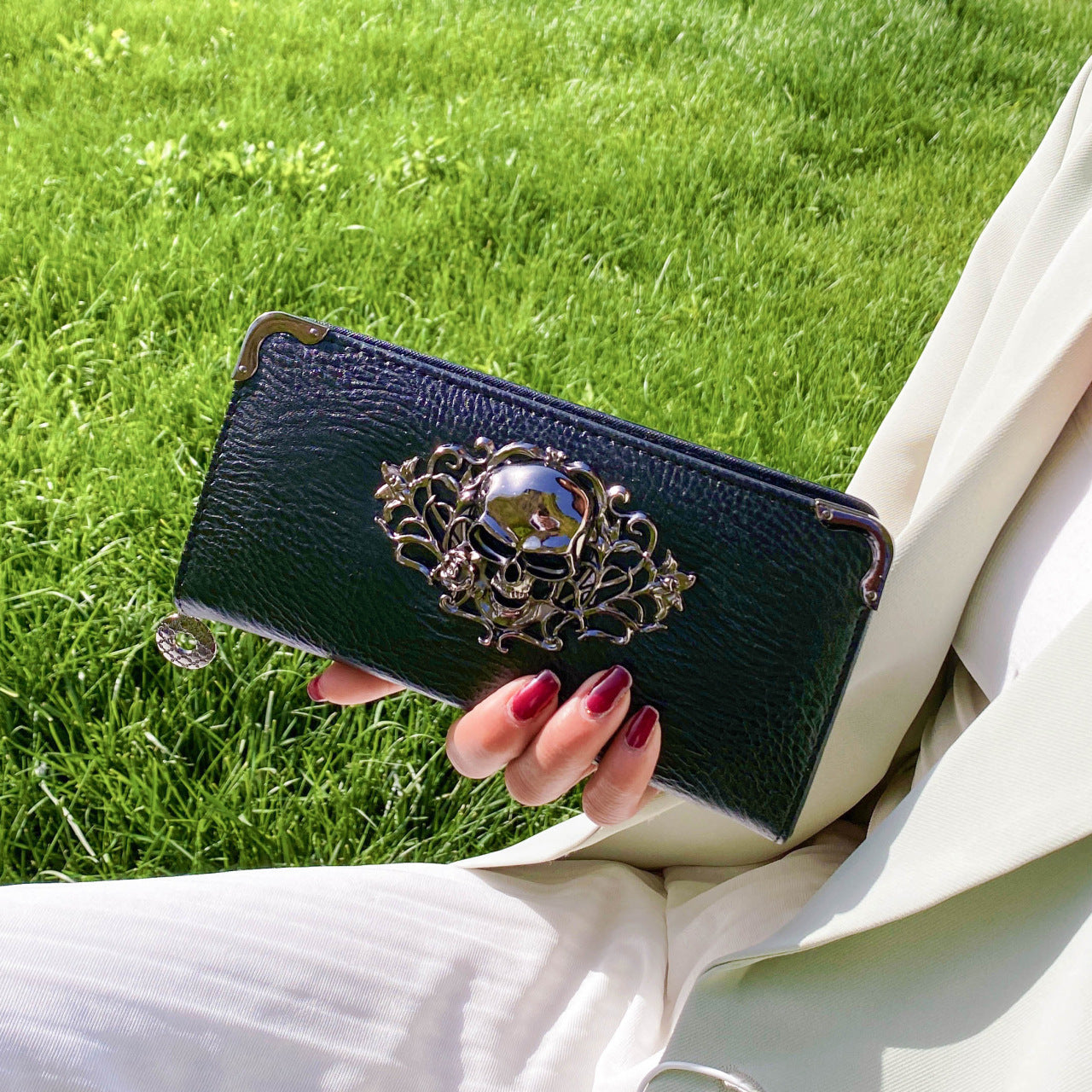 Goth Large Skull Wallet with Multiple Card Slots