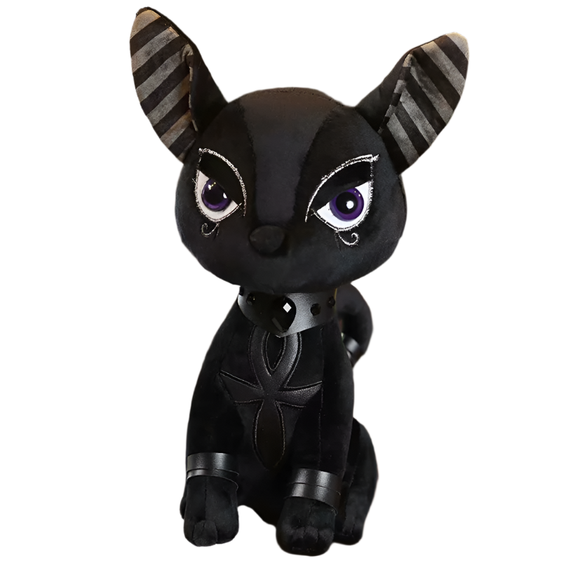 Gothic black Ankh Egyptian Cat Plush Toy