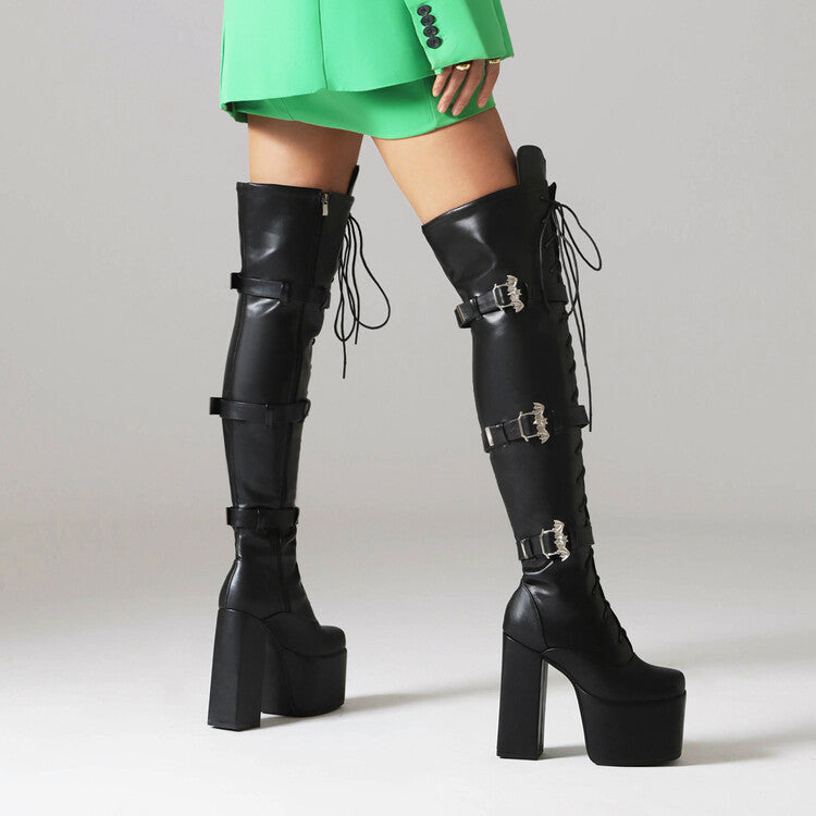Gothic Bat Buckle Boots for Women