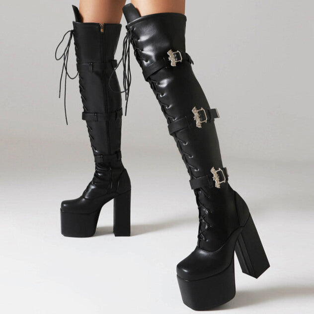 Gothic Bat Buckle Boots for Women