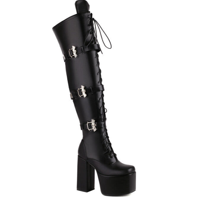 Gothic Bat Buckle Boots for Women cheap