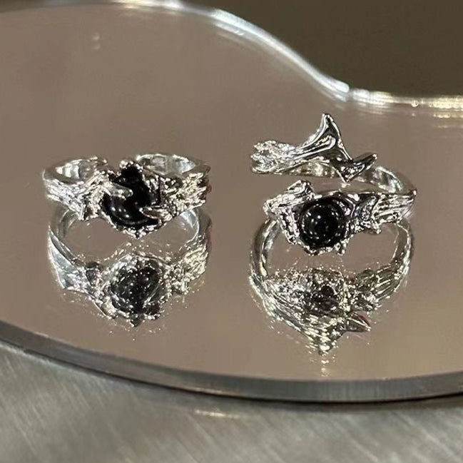 Gothic Black Gemstone Rings