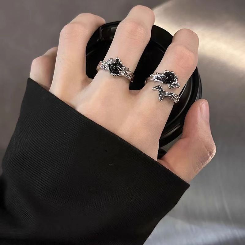 Gothic Black Gemstone Rings set