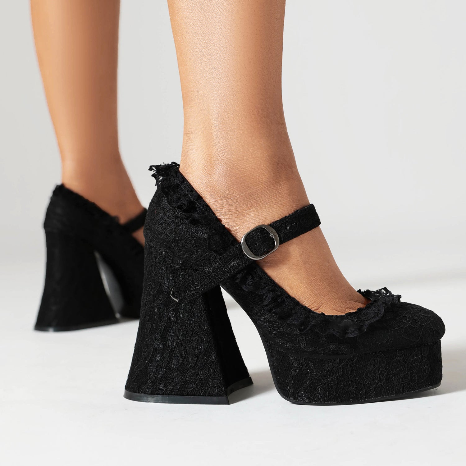 Gothic Black Lace Heels