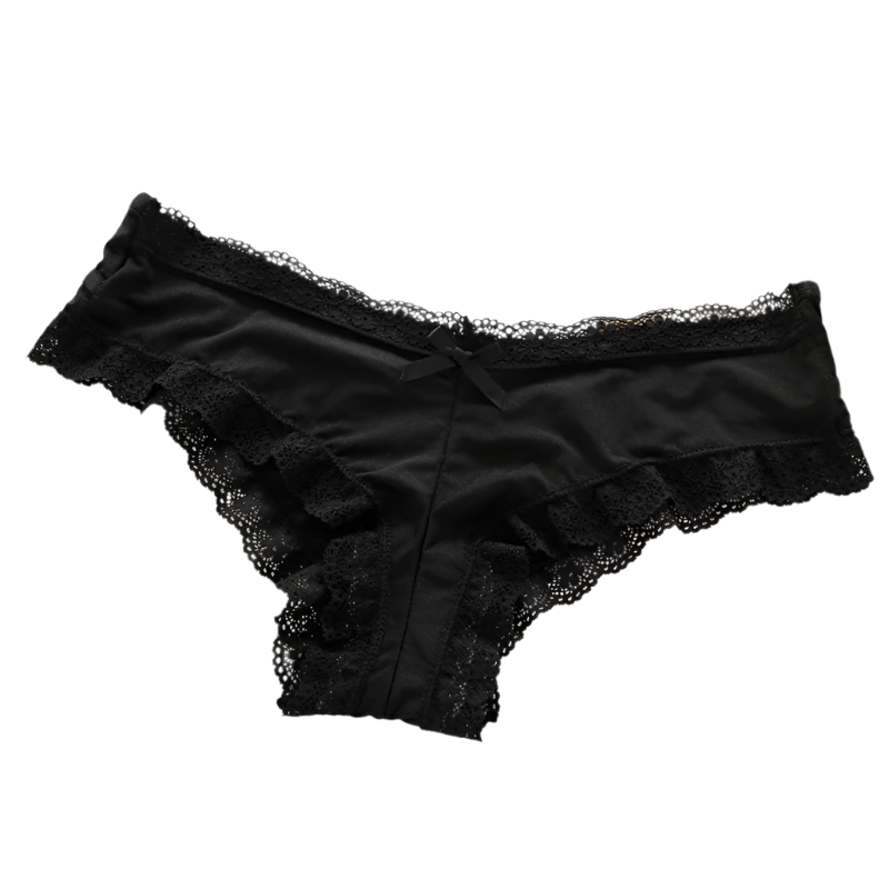 Casual Gothic Black Lace Panty Briefs