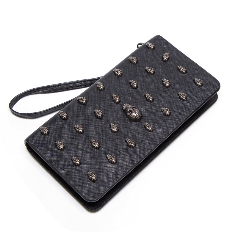 Gothic Black metal Skull Wallet Clutch