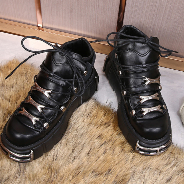 Gothic Black Chunky Sneakers Womens