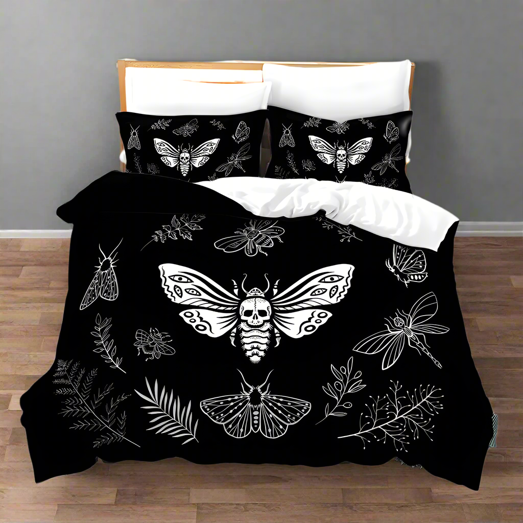 black Gothic Butterfly Duvet Cover Set
