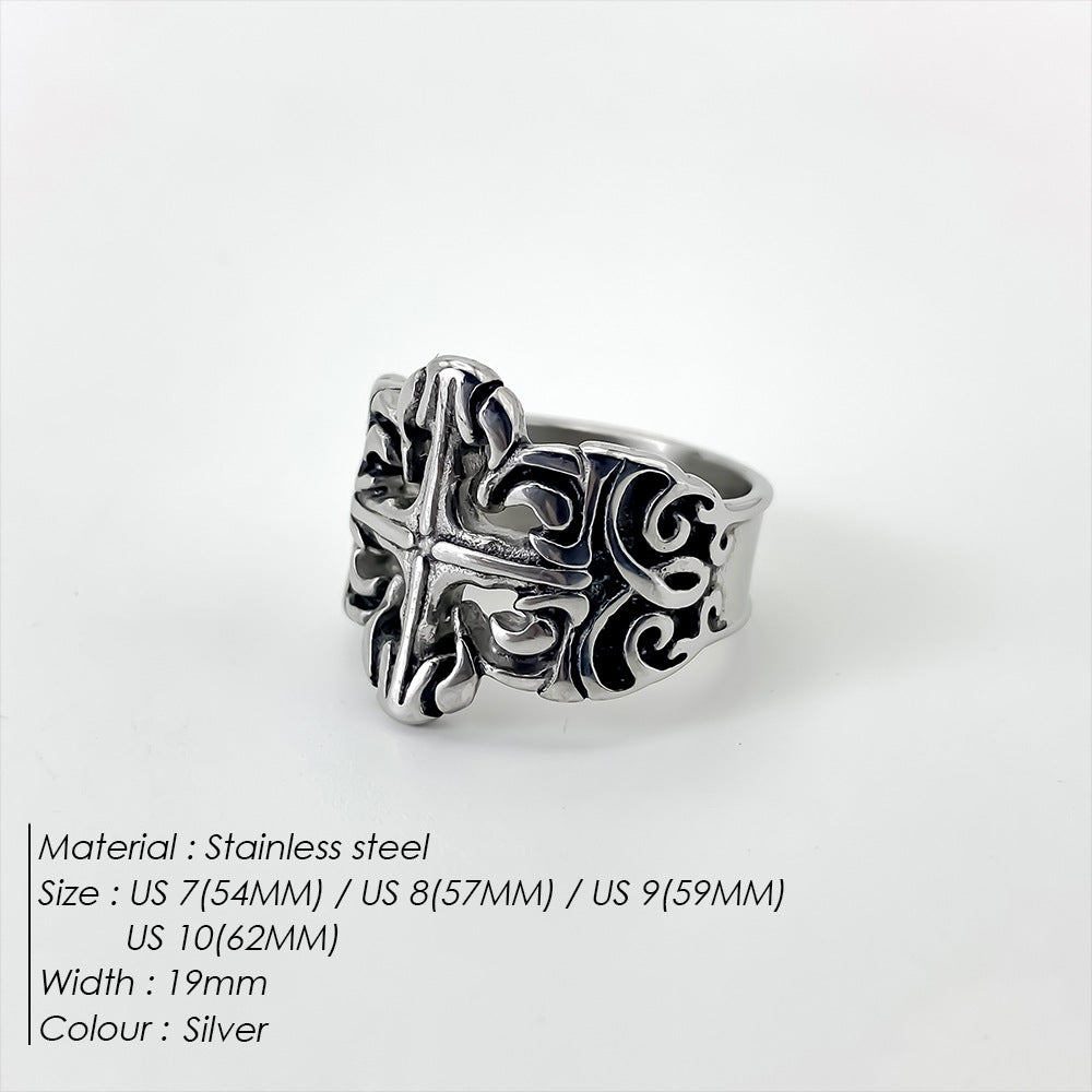 Gothic Cross Stainless Steel Ring mens