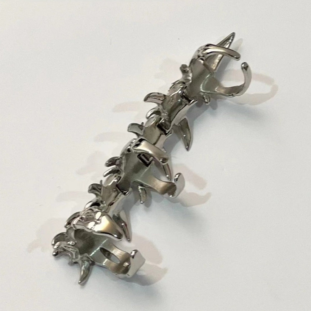 Gothic Cyberpunk Finger Spinal Bone Ring Womens