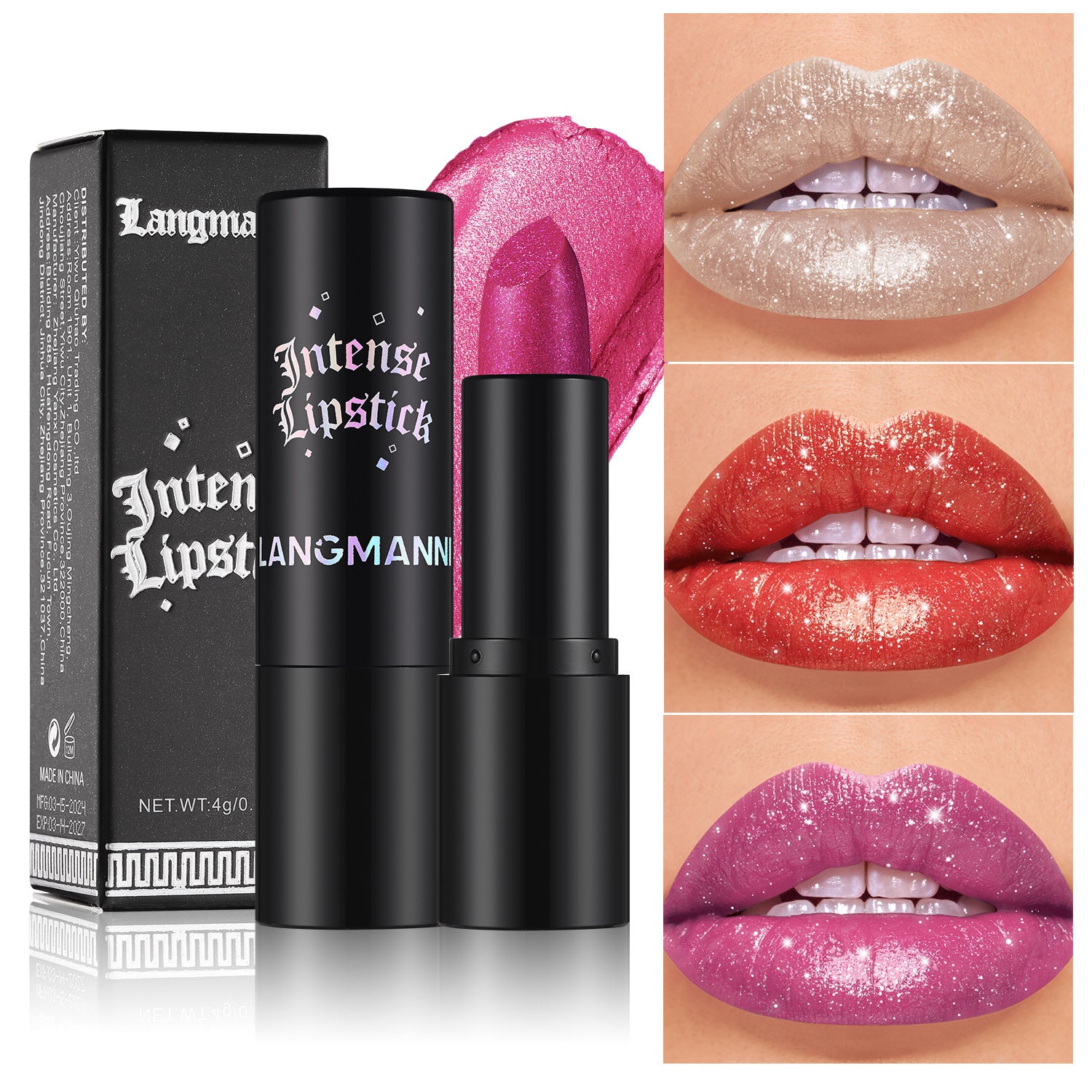 glitter Gothic Gray Lipstick Shimmering