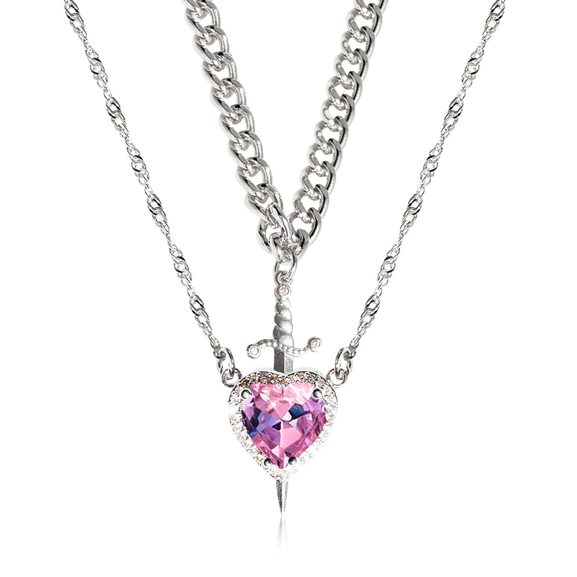 Gothic Heart Dagger Sword Necklace