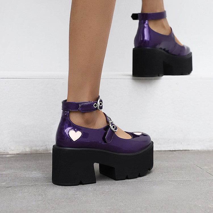 Gothic Heart Mary Jane Platform Shoes