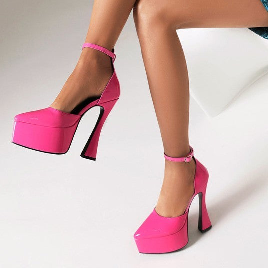 Gothic Chunky Heels Pointed Toe Womens