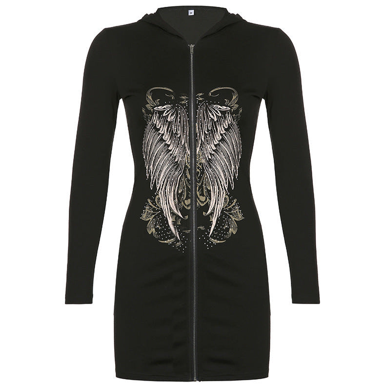 Gothic Hoodie Cardigan Dress black women