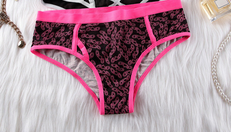 Goth Hot Pink Panties Chain Pattern