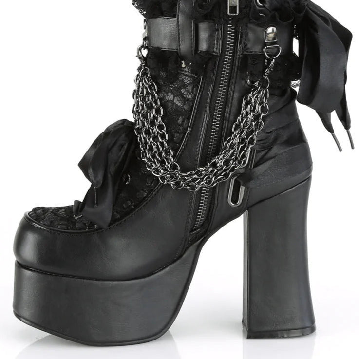 Gothic Lace Boots Bows with Chains