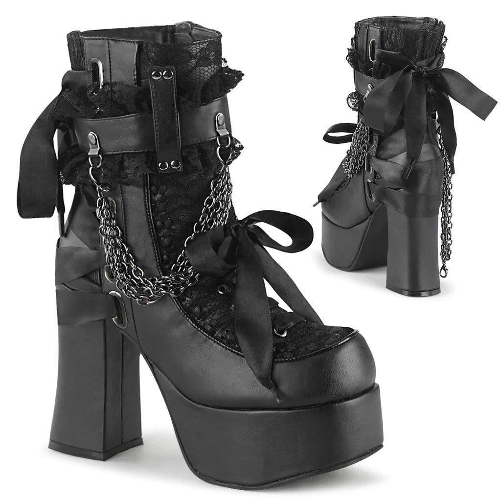 Gothic Lace Boots Bows with Chains