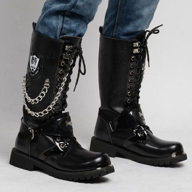 Gothic Leather Boots Men's