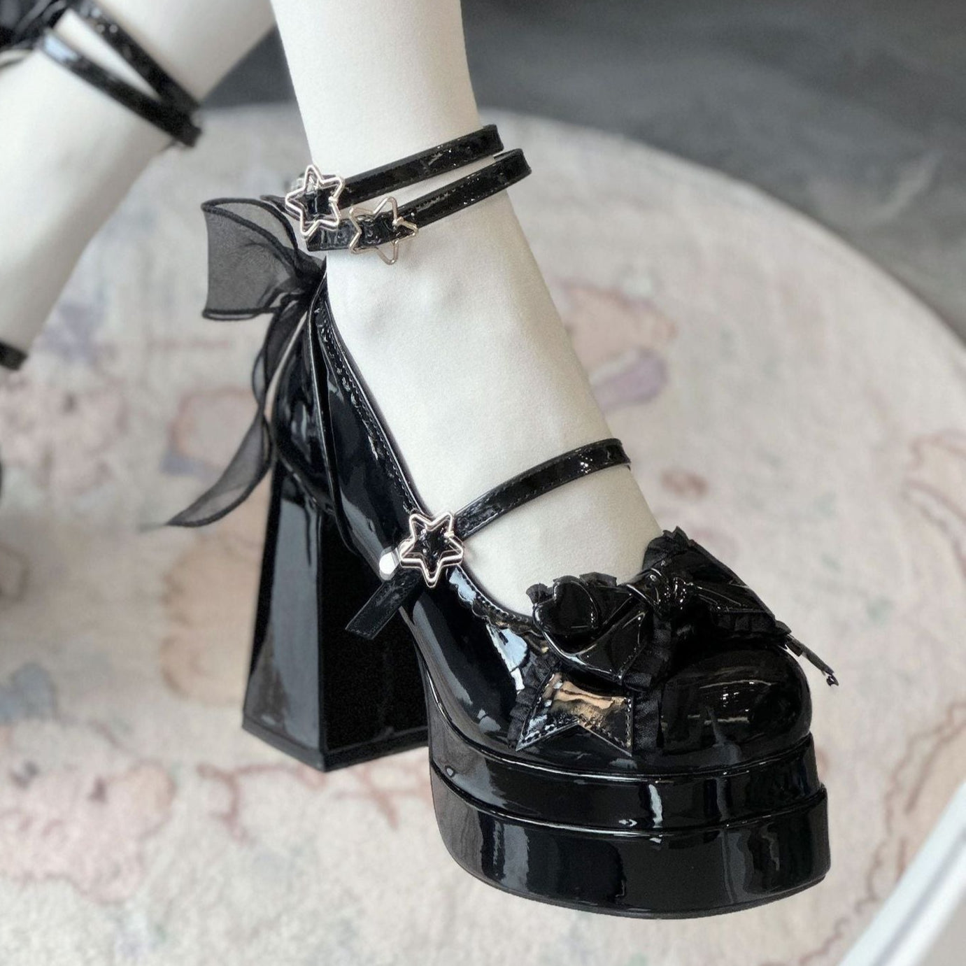 Gothic Bow Lolita Platform Heels