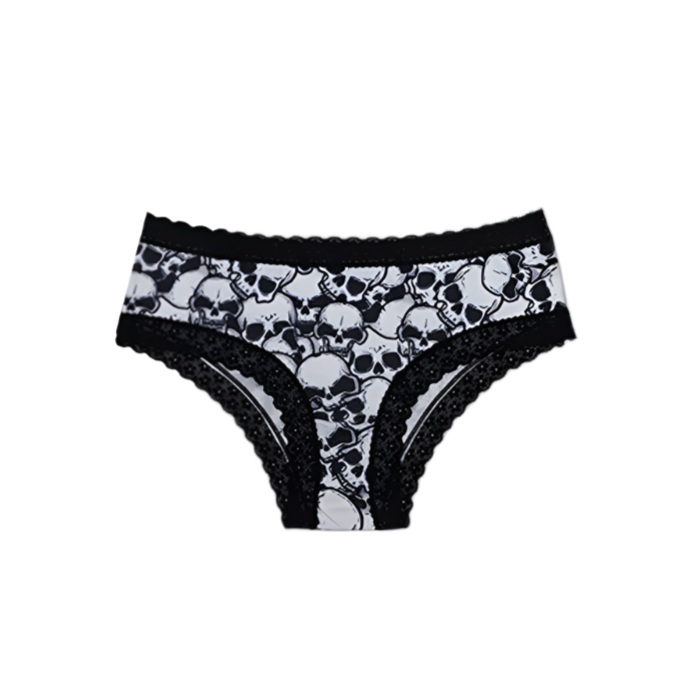 Gothic Mid-Rise Panties Skull Pattern