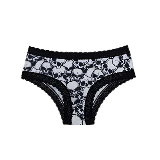 Gothic Mid-Rise Panties Skull Pattern