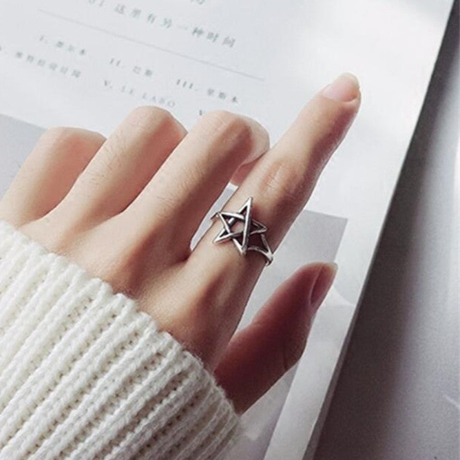 Gothic Pentagram Ring Womens