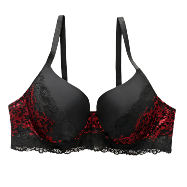 Gothic Plus Size Bra Black Red Lace Push Up
