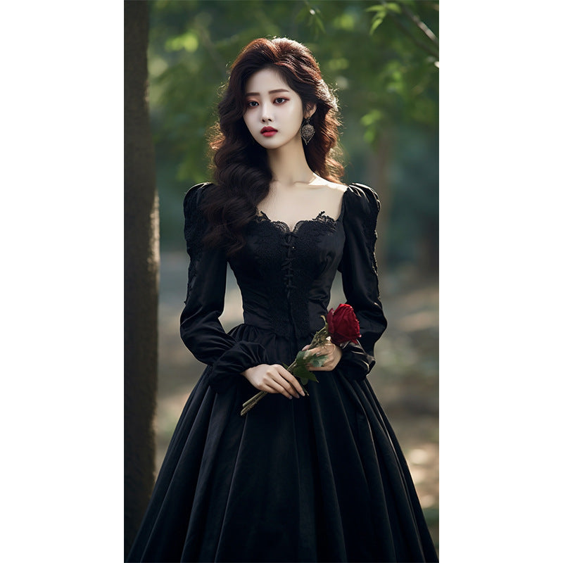 Gothic Prom Dress with Long Sleeves
