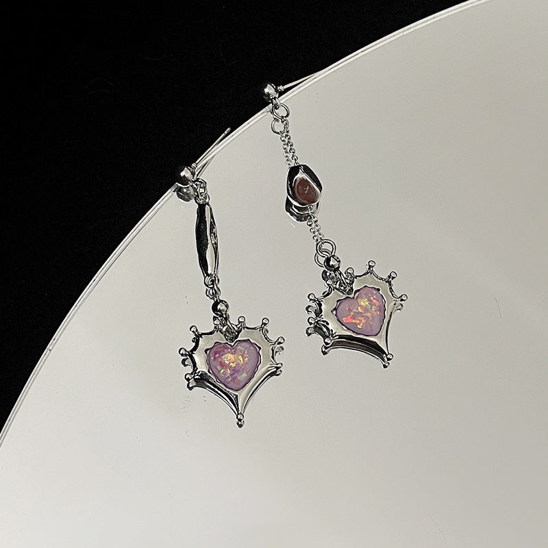 Goth Purple Heart Earrings for Women