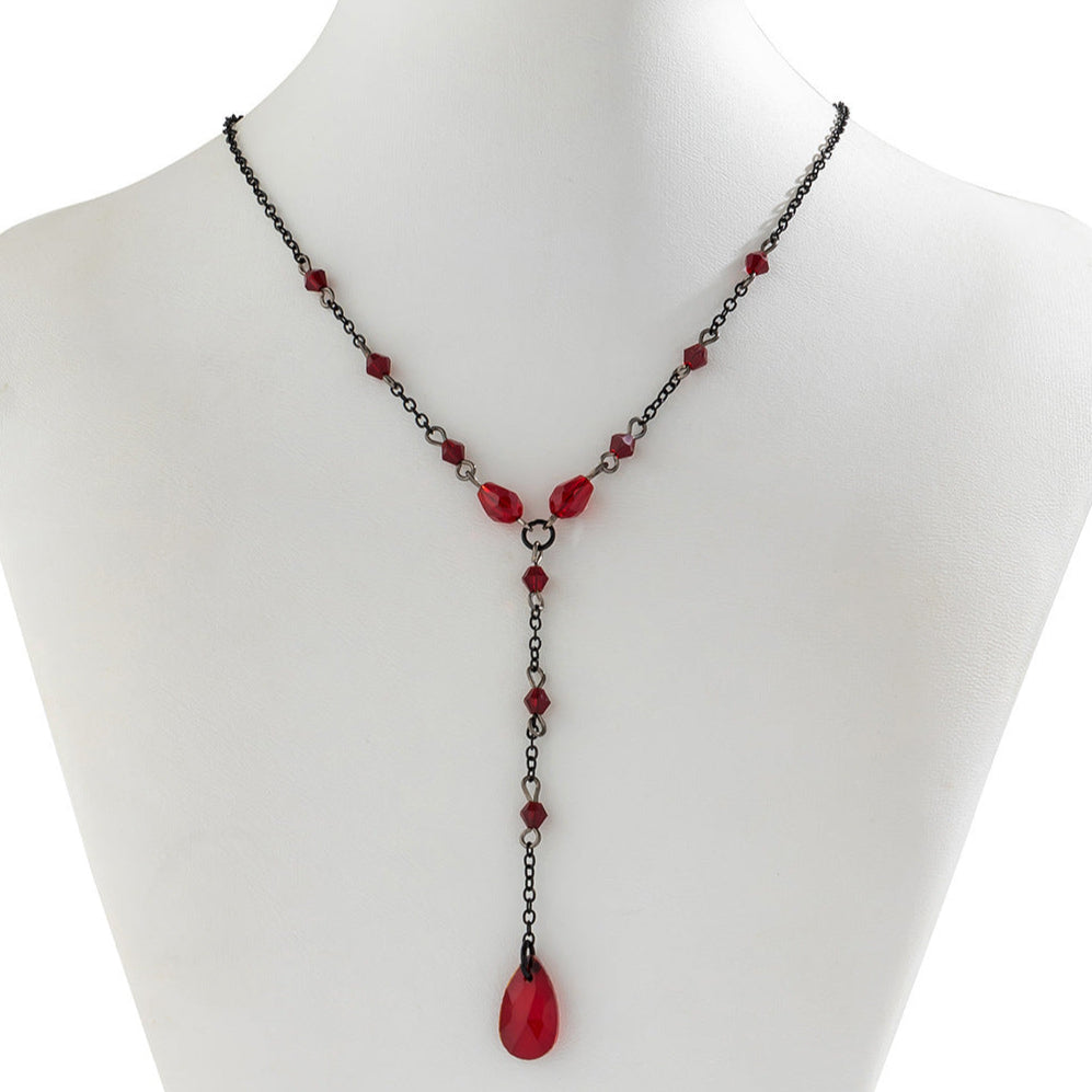 Gothic Red Necklace Crystal Tassel