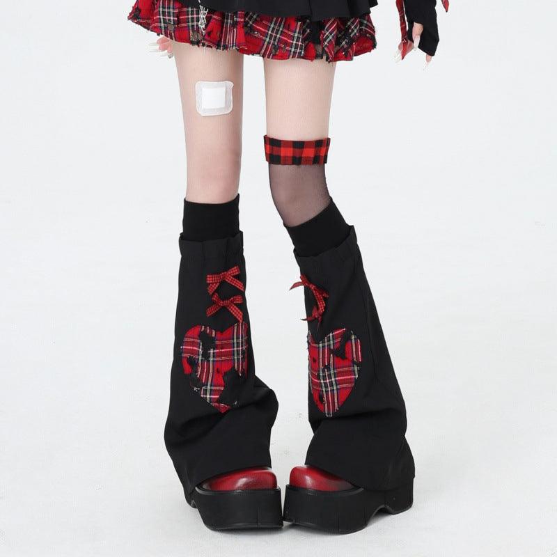 Gothic Red Plaid Leg Warmers