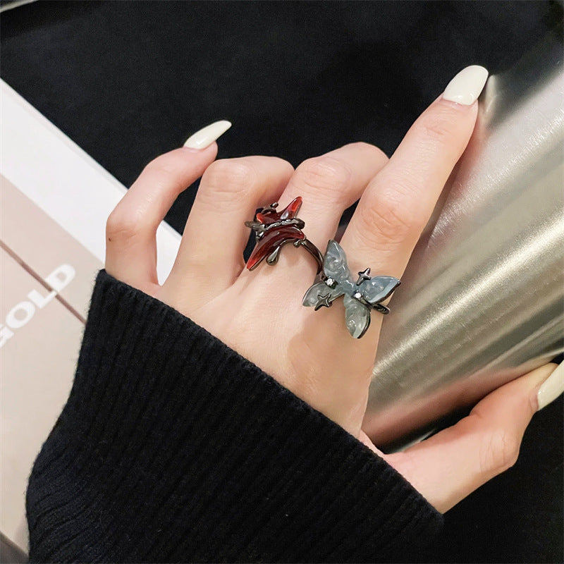 Gothic Red Star Ring Women