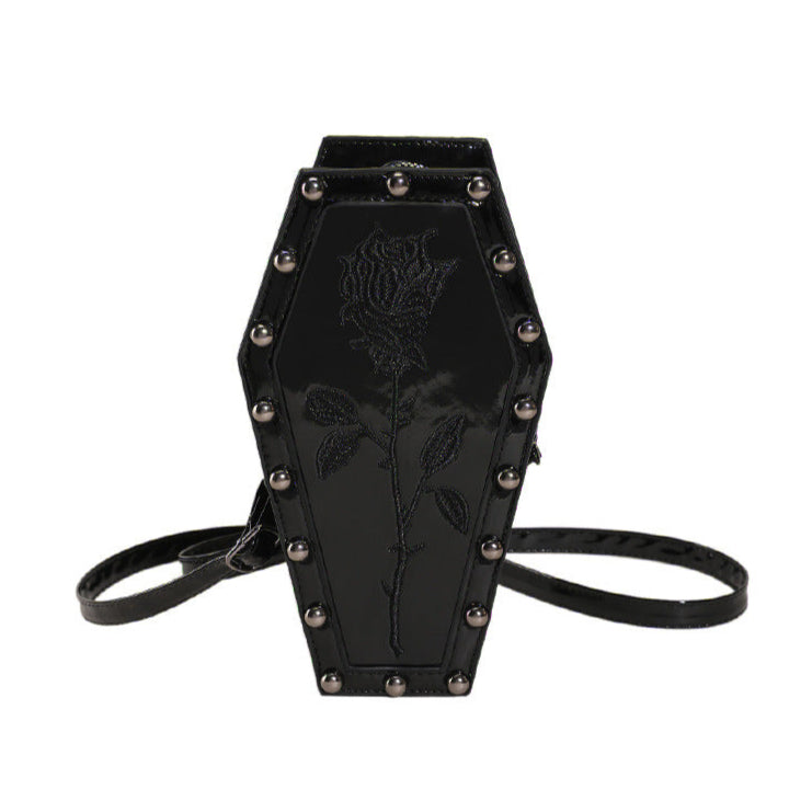 Gothic Roses Coffin Shaped Bag Womens black