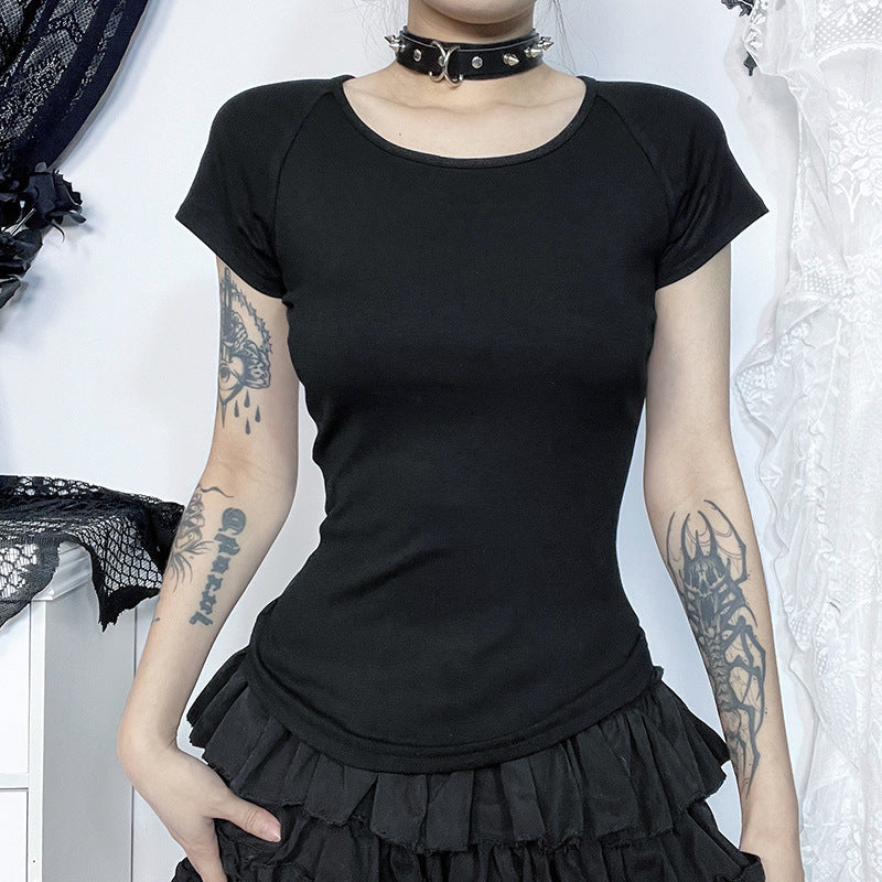 tee Gothic Sheer Backless T-Shirt