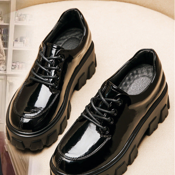 Gothic Shiny Leather Shoes Vegan Leather