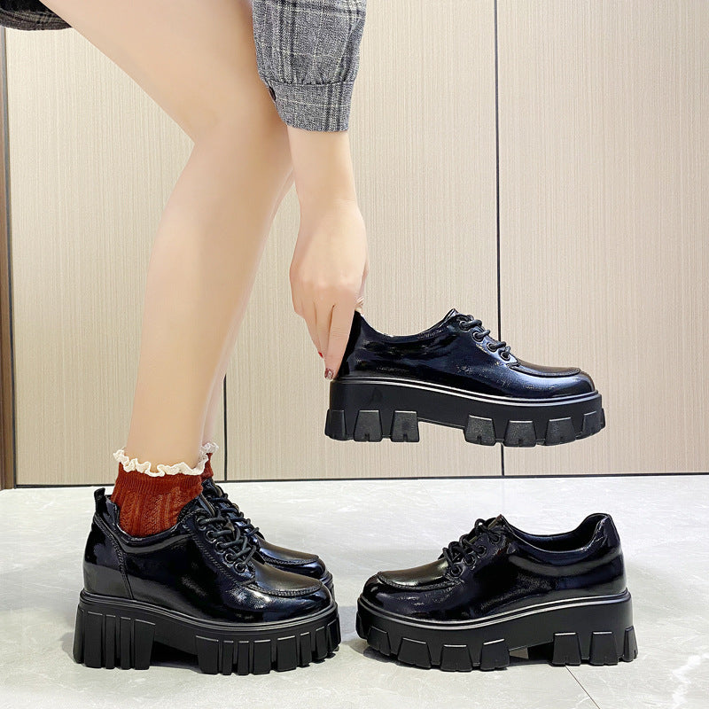 Gothic Shiny Leather Shoes Vegan Leather