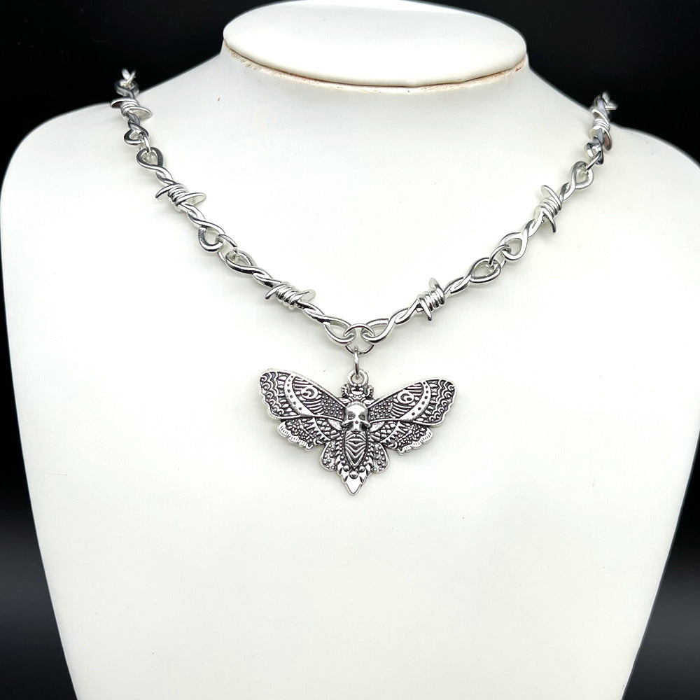 Gothic Skull Moth Necklace women