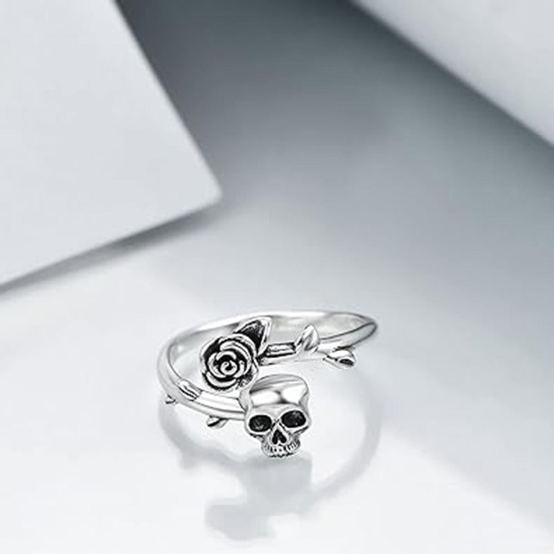 Gothic Skull Rose Ring for Women