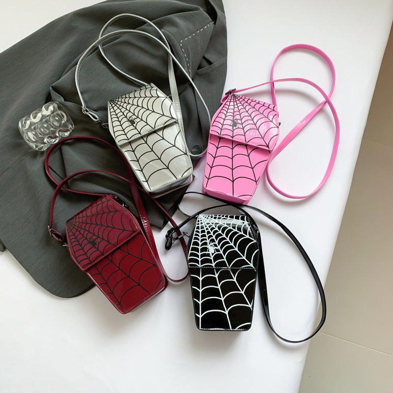 black Gothic Spider Bag Crossbody with Spider Web