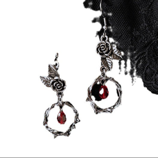 Gothic Thorn Rose Long Earrings for Women